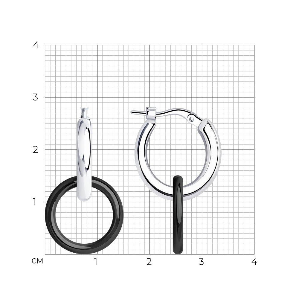 Серьги из серебра с керамическими вставками SOKOLOV 94025007 покрыто родием замок-булавка - фото 5 - id-p95307065