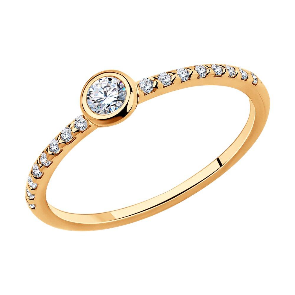 Серебряное золоченое кольцо с фианитами SOKOLOV 93010162 позолота - фото 1 - id-p52017768