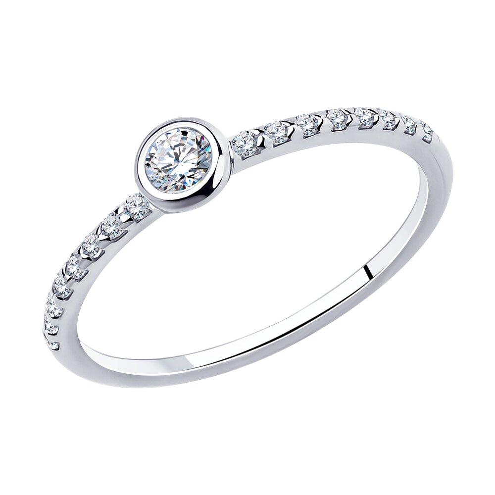 Помолвочное кольцо из серебра с фианитами SOKOLOV 94010629 покрыто родием - фото 4 - id-p52550275