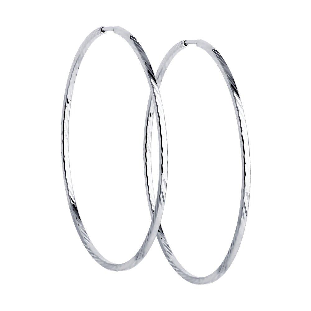 Серьги конго из серебра с алмазной гранью SOKOLOV 94140026 серебро с родием коллекц. SKLV, фото 1