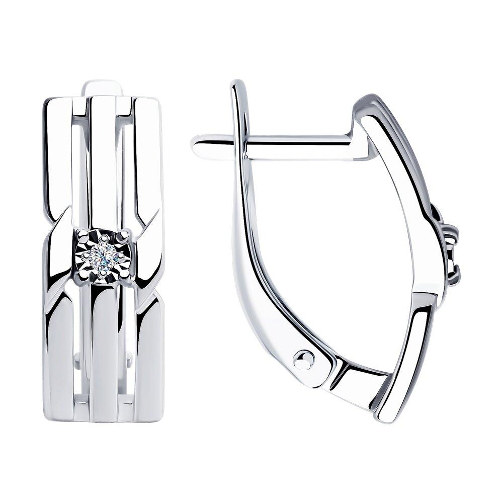 Серьги из серебра с бриллиантами SOKOLOV 87020021 серебро с родием, с английским замком, фото 1