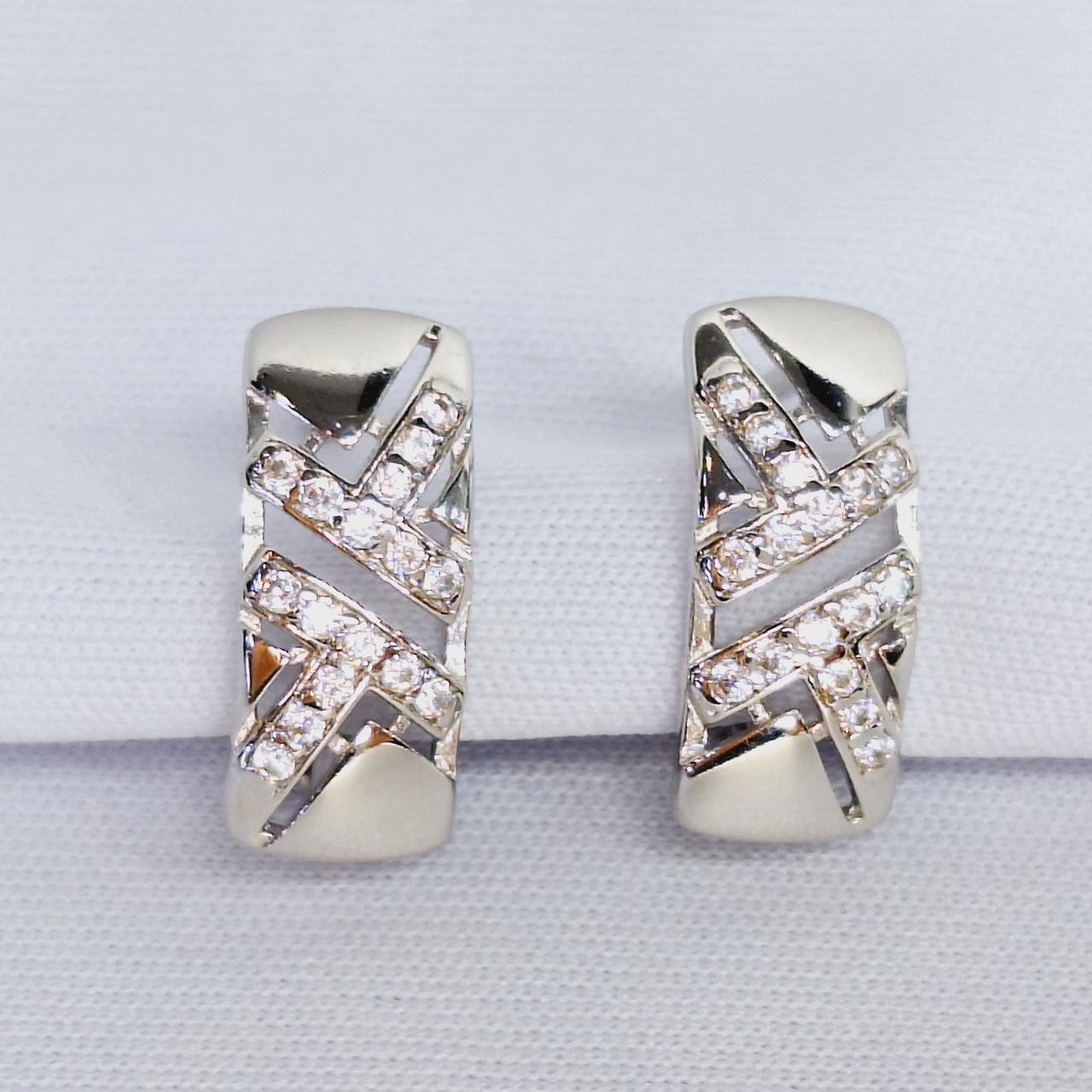 Серьги серебряные классические  Фианит Aquamarine 46773А.5 серебро с родием, фото 1