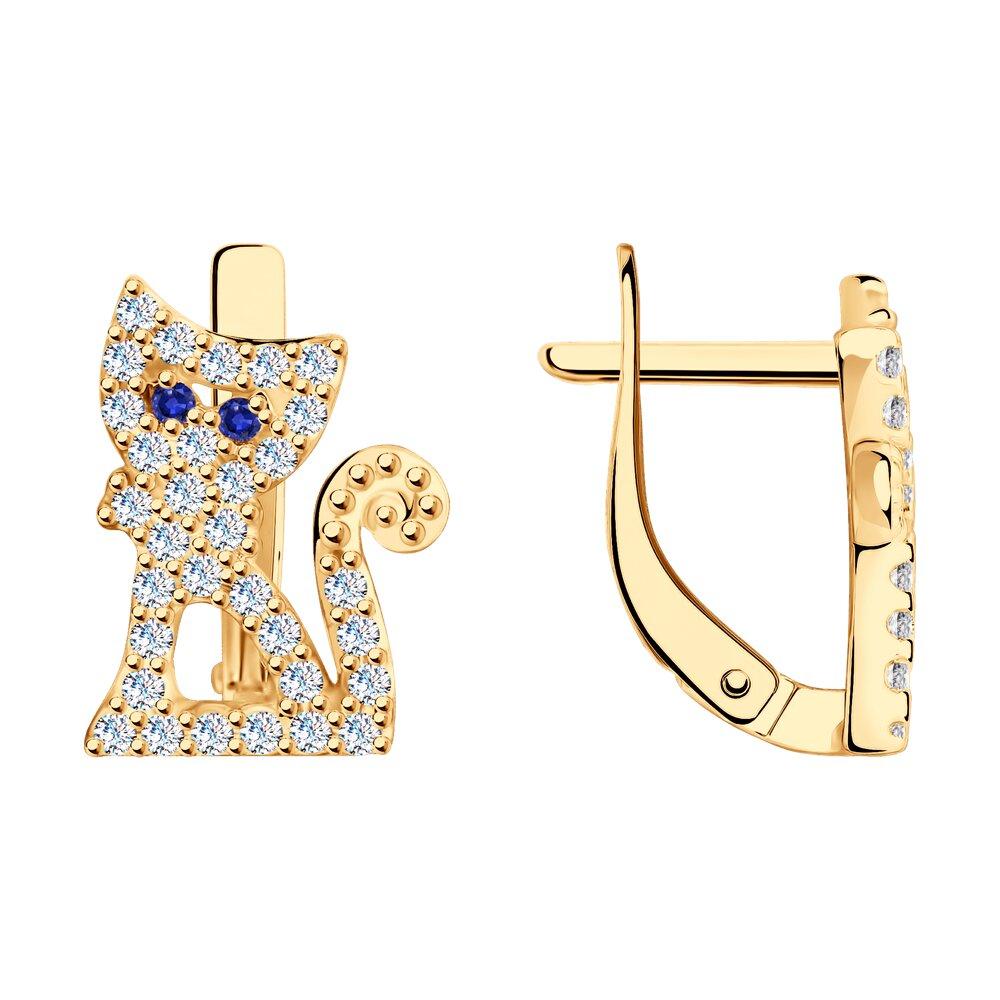 Серьги из серебра с фианитами SOKOLOV 93020481 серебро с позолотой, с английским замком, фото 1