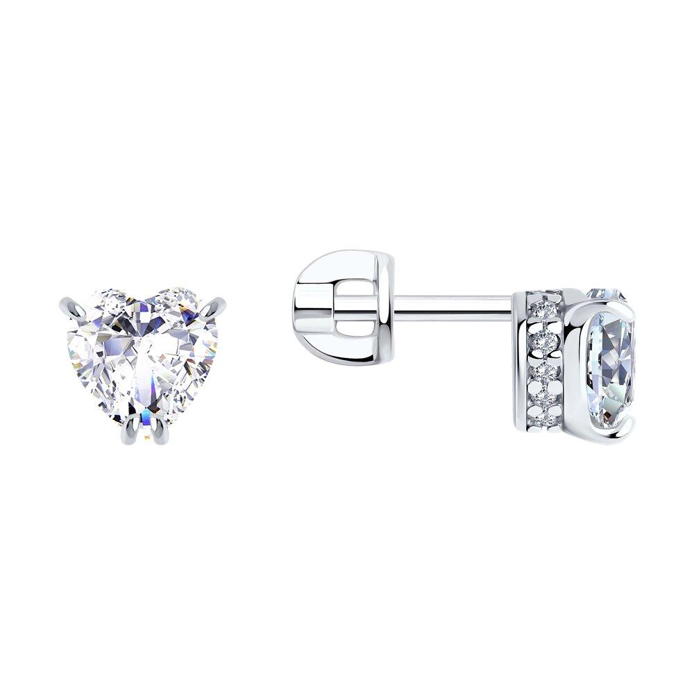 Серьги-пусеты из серебра с фианитами SOKOLOV 94021742 серебро с родием, продевки, фото 1