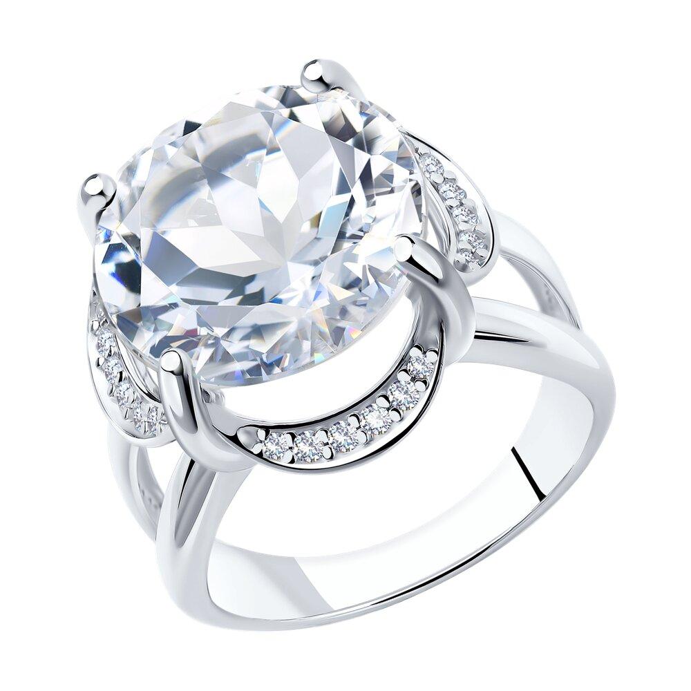 Серебряное кольцо с горным хрусталём SOKOLOV 92010196 покрыто родием - фото 4 - id-p72767159
