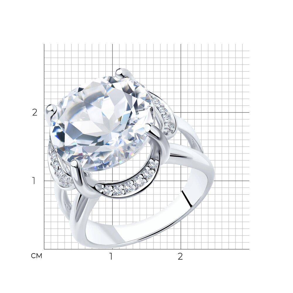 Серебряное кольцо с горным хрусталём SOKOLOV 92010196 покрыто родием - фото 6 - id-p72767159