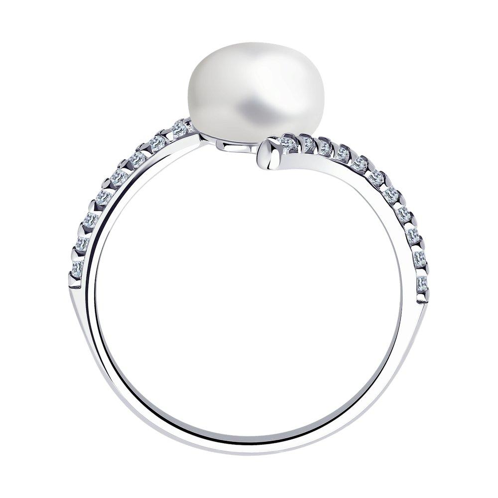 Кольцо из серебра с жемчугом и фианитами Diamant 94-310-01118-1 покрыто родием - фото 5 - id-p93648918