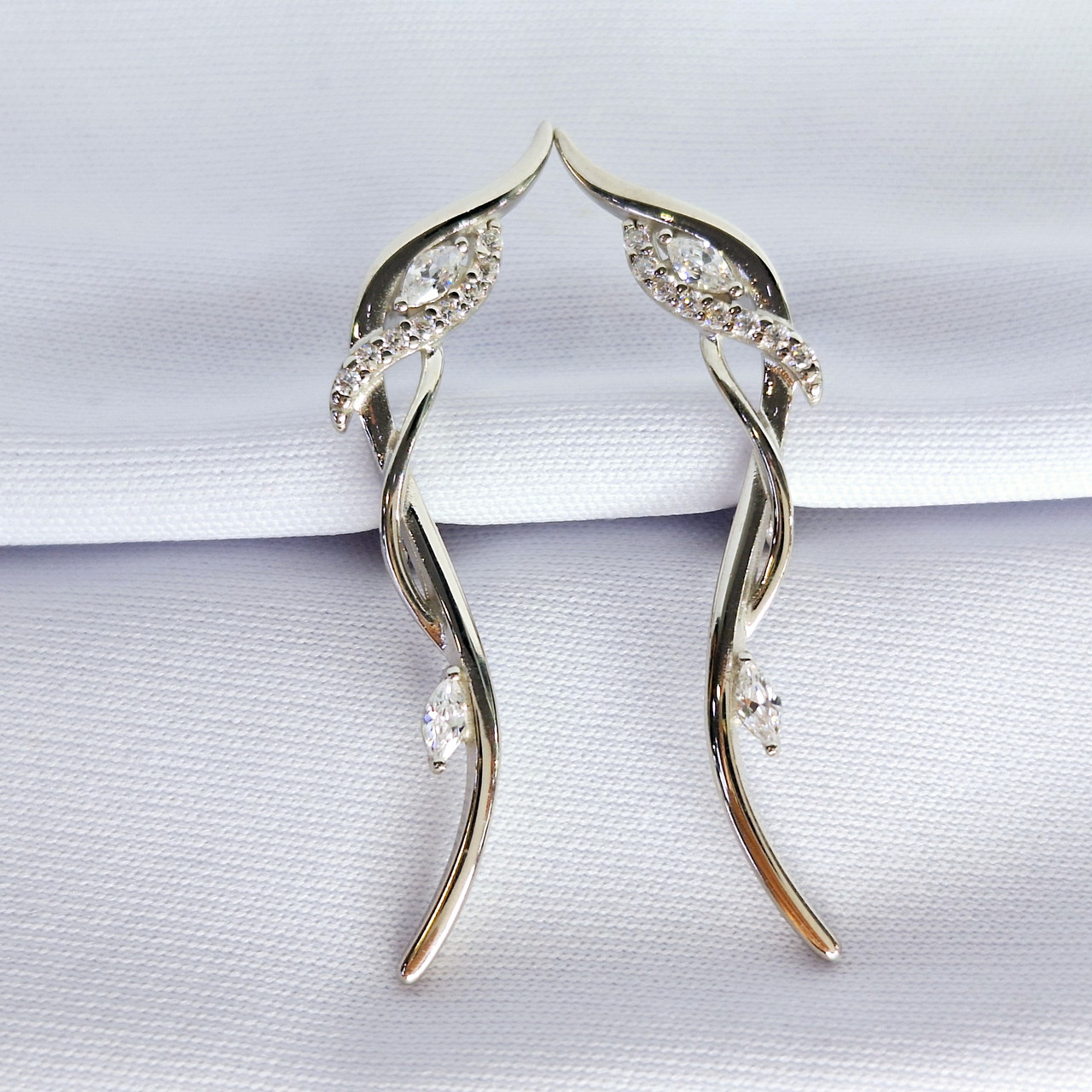 Серьги из серебра с фианитами Aquamarine 400151А.5, фото 1