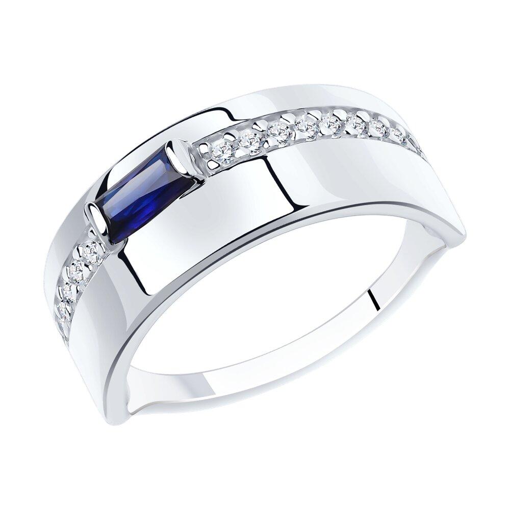 Кольцо из серебра с корундом и фианитами Diamant 94-310-00710-1 покрыто родием - фото 1 - id-p82970770