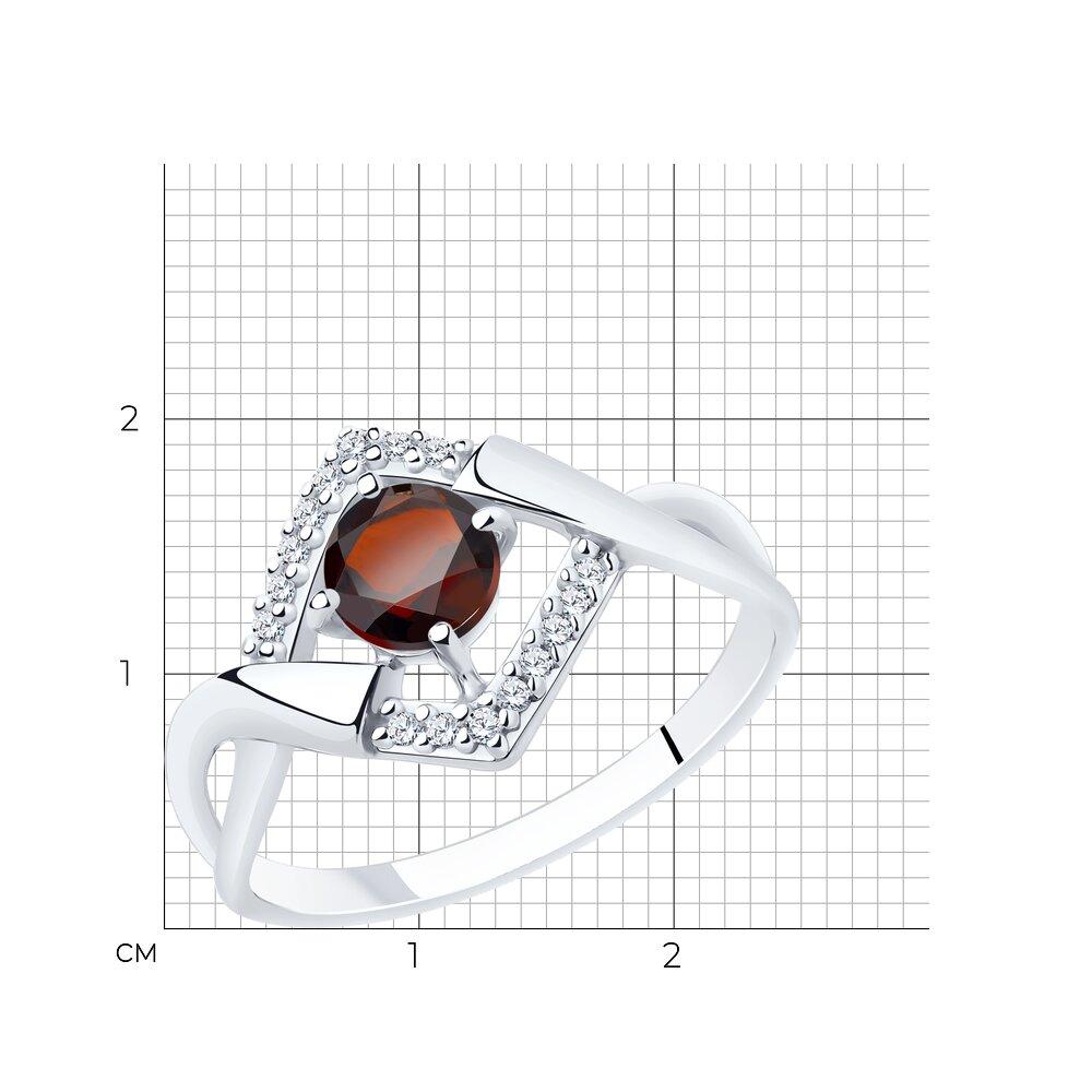 Кольцо из серебра с гранатом и фианитами Diamant 94-310-00380-2 покрыто родием - фото 6 - id-p83966466