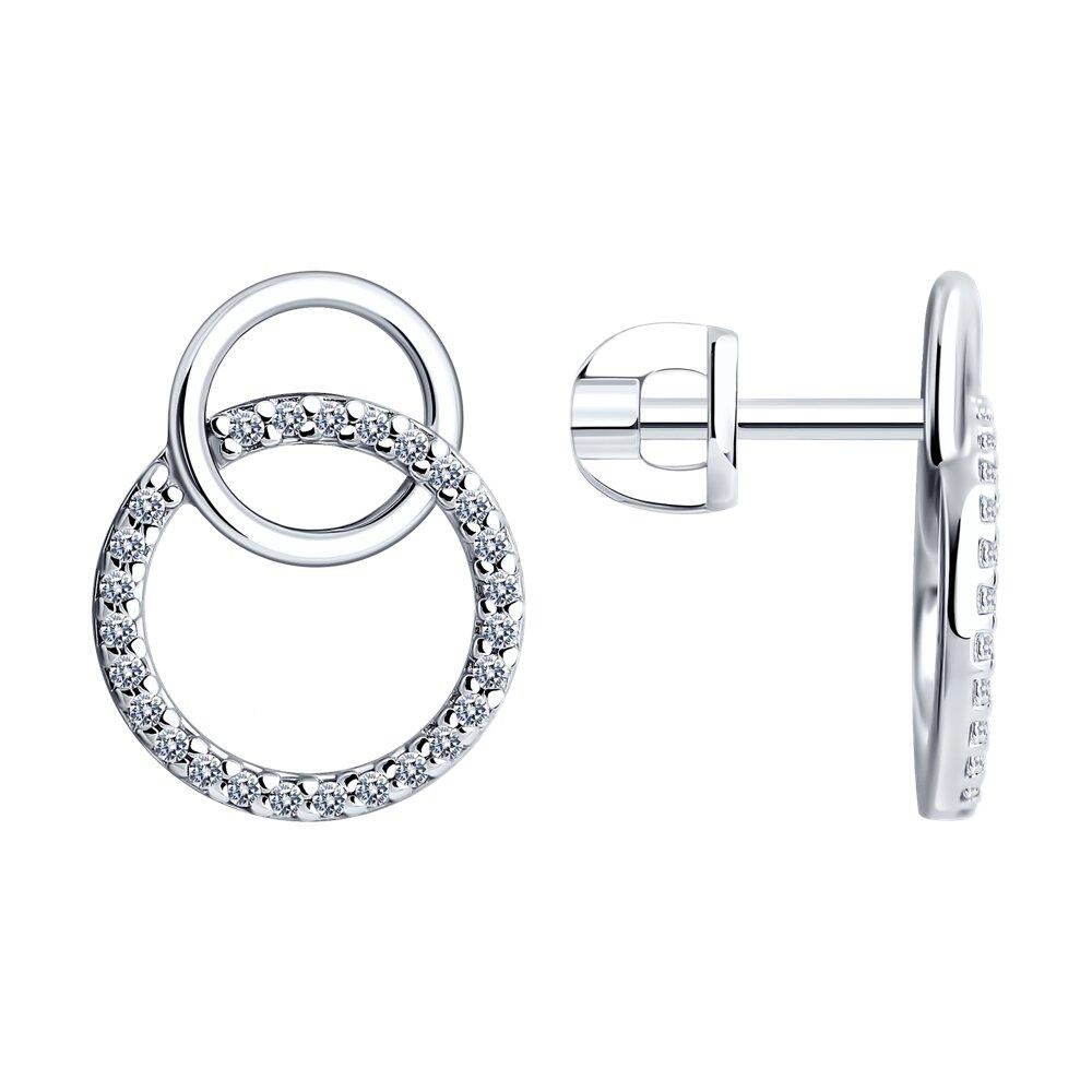 Серьги из серебра с фианитами SOKOLOV 94025842 серебро с родием, продевки коллекц. SKLV, фото 1