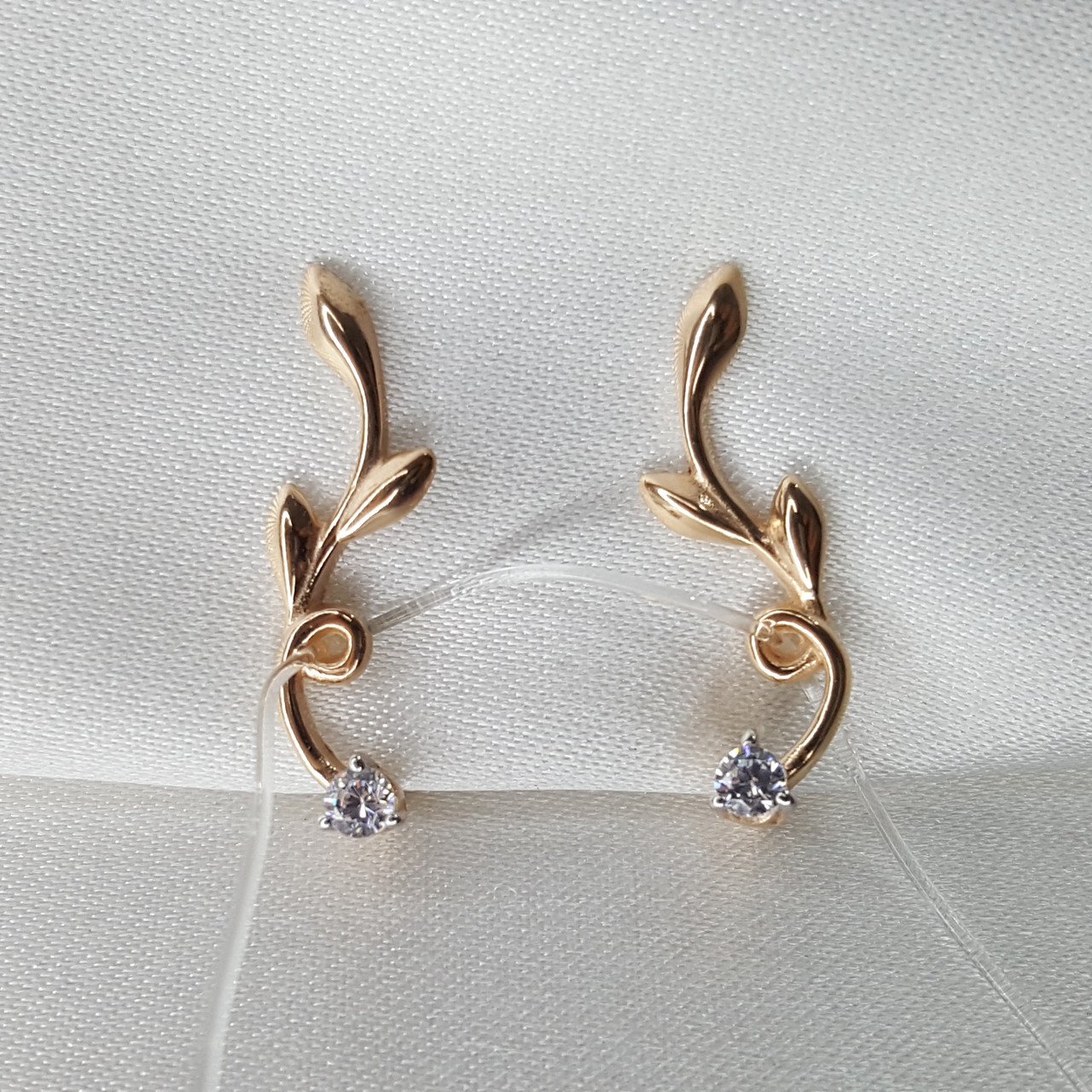 Серебряные серьги каффы Фианит Aquamarine 45019А.6 позолота, фото 1