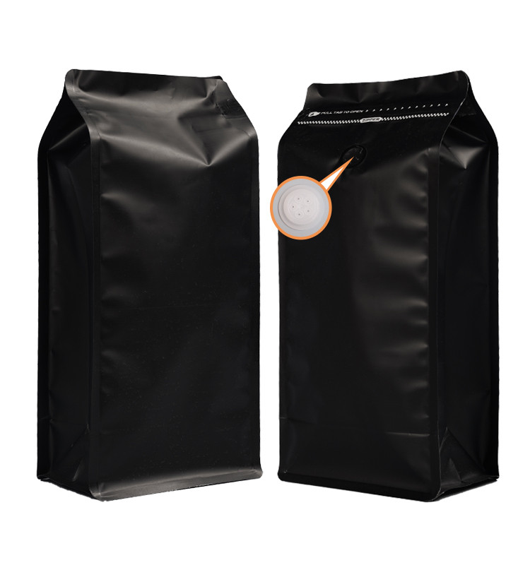 Пакет для кофе 1 килограмм (квадропак, с клапаном дегазации) черный - фото 1 - id-p114881804