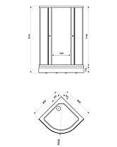 Душевое ограждение ТРИТОН "Стандарт 90*90 А" 1/4 круга, низкий поддон, Аква, Полосы, Белый (3 места+сифон D9, фото 3
