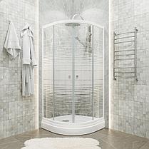 Душевое ограждение ТРИТОН "Стандарт 90*90 А" 1/4 круга, низкий поддон, Аква, Полосы, Белый (3 места+сифон D9, фото 2