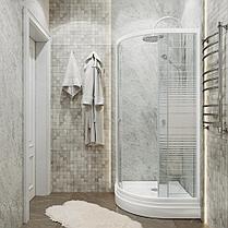 Душевое ограждение ТРИТОН "Стандарт 90*90 А" 1/4 круга, низкий поддон, Аква, Полосы, Белый (3 места+сифон D9, фото 5