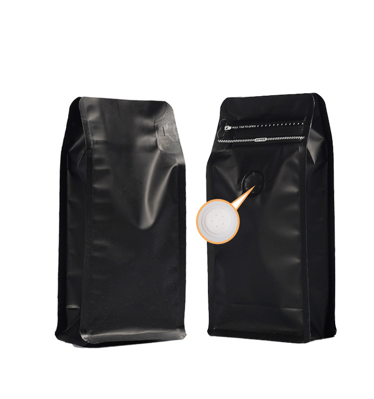 Пакет для кофе 0,5 килограмм (квадропак, с клапаном дегазации) черный - фото 1 - id-p114881857
