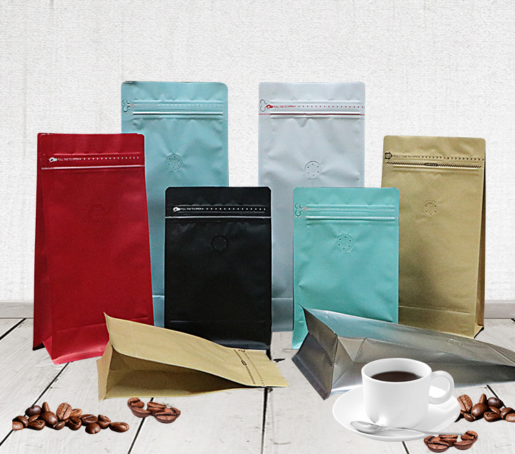 Пакет для кофе 250 грамм (квадропак, с клапаном дегазации) коричневый - фото 1 - id-p114881887
