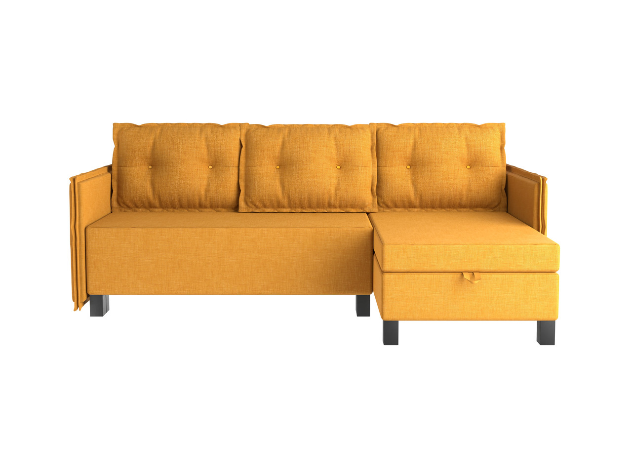 Диван-кровать угловой ТУУЛИ (TUULI, ткань TWIST 10) с ящиком для хранения, жёлто-оранжевый - фото 1 - id-p114883559
