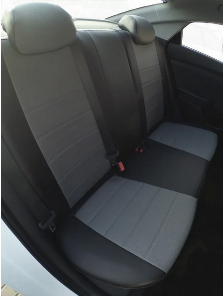 Чехлы эко-кожа Premium, для Hyundai Accent/Solaris (2017-2023), черно-серого цвета - фото 2 - id-p114885457