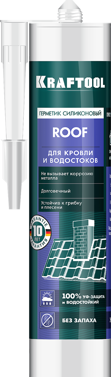 KRAFTOOL ROOF, 300 мл, черный, кровельный силиконовый герметик (41258-4)