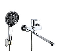 Смеситель для ванны Atlas Jupiter с длинным гусаком 35 см, шланг 140 см, хром, цинк