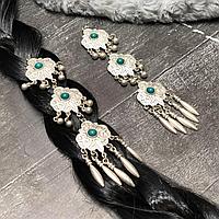 Казахское национальное украшение Шашбау на волосы 13 см синее