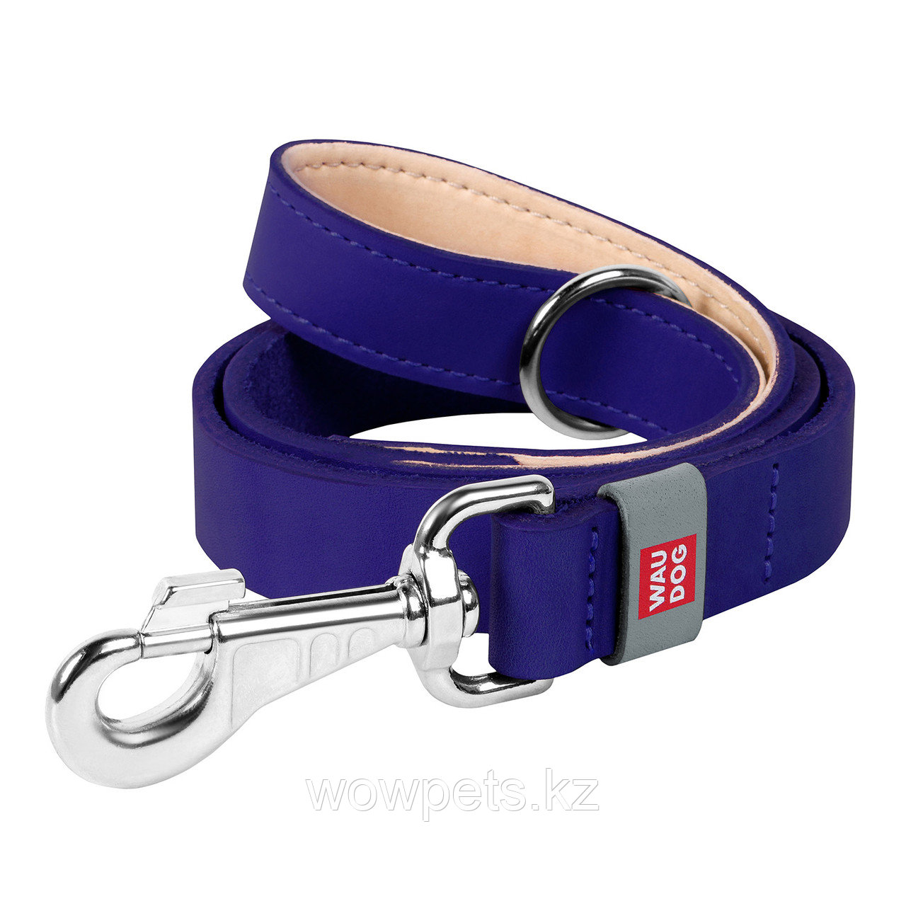 Поводок для собак кожаный WAUDOG Classic, Фиолетовый,M (Ш 20 мм Д 122 см) - фото 1 - id-p114889410