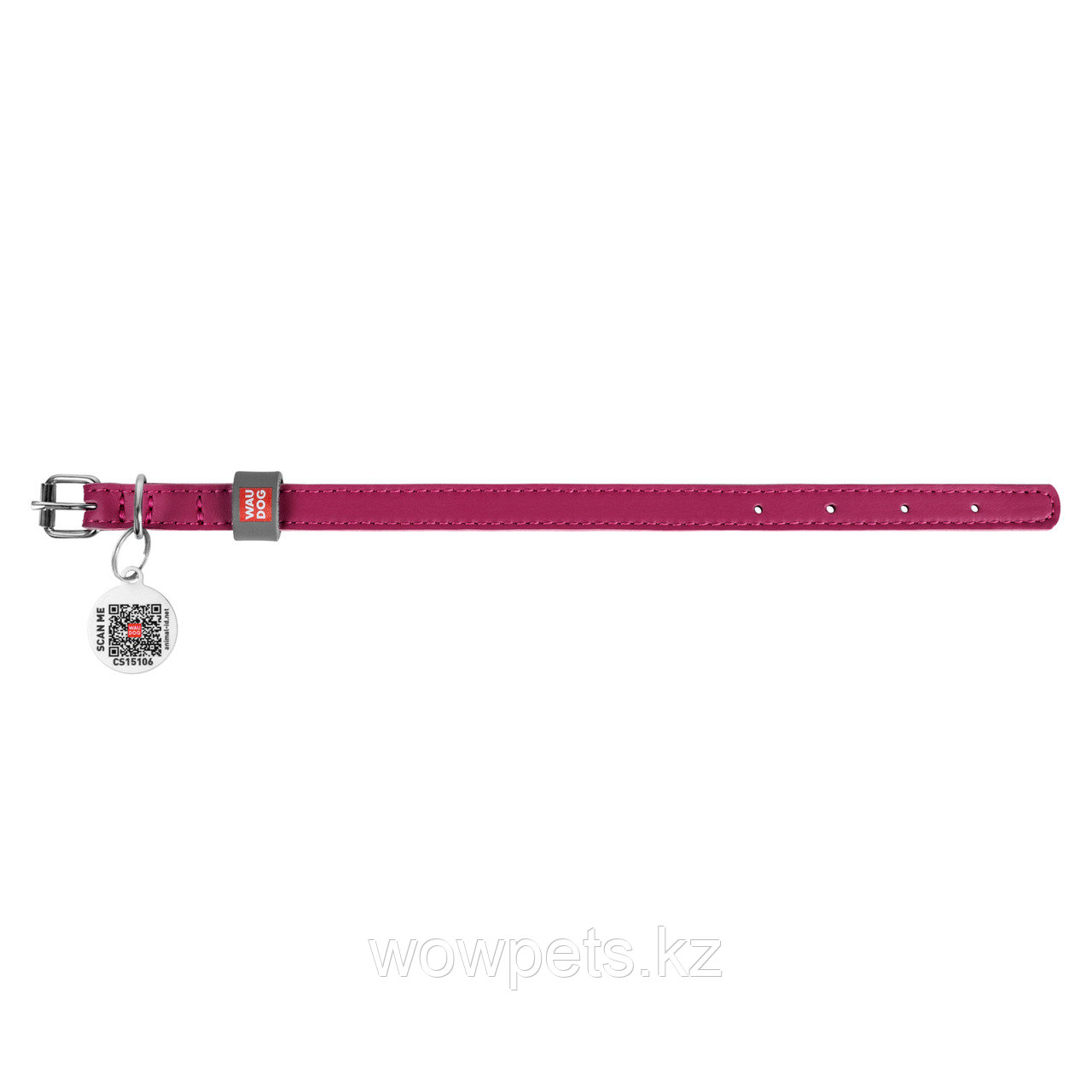 Ошейник для собак кожаный WAUDOG Classic, Розовый (О 21-29 см) - фото 2 - id-p114889548