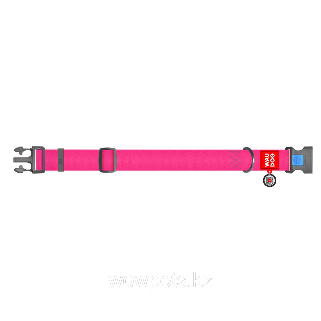 Ошейник для собак WAUDOG Waterproof, пластиковая пряжка-фастекс, розовый (Ш 40 мм Д 43-70 см) - фото 2 - id-p114890038