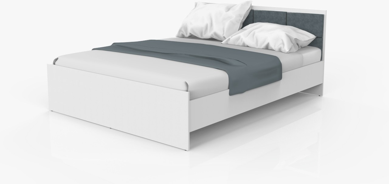 Кровать двухспальная ЕСО К16 белый М серый - фото 1 - id-p114890207