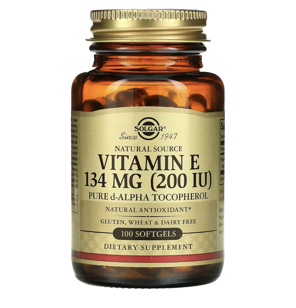 Solgar натуральный витамин Е, 200ме, 100 капсул - фото 3 - id-p114892814