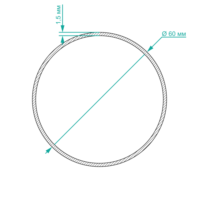Профиль алюминиевый Труба круглая ТАТПРОФ 60х1,5 6м - фото 2 - id-p114892446