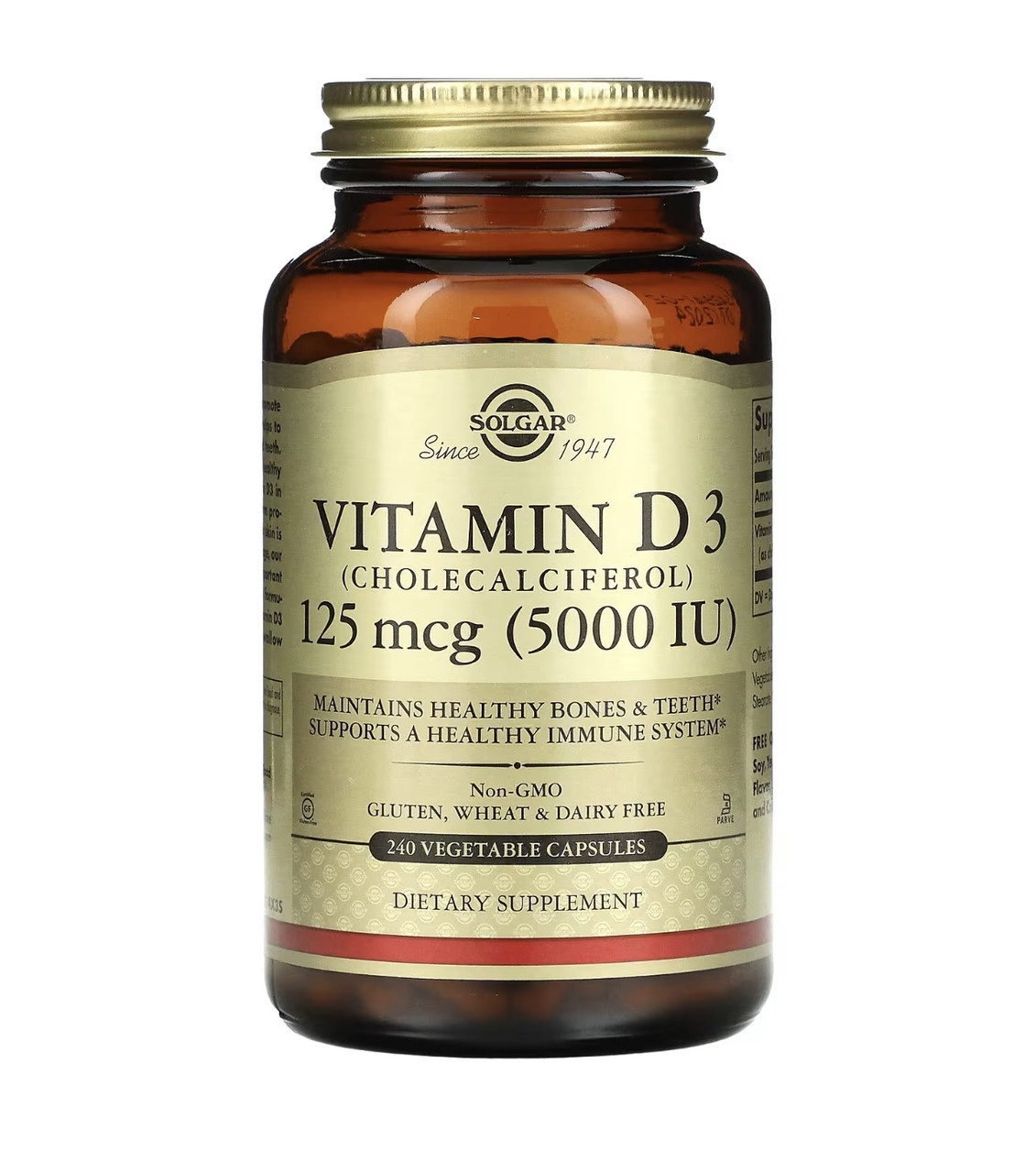 Solgar витамин Д3 5000ме, 240 растительных капсул - фото 1 - id-p114892821