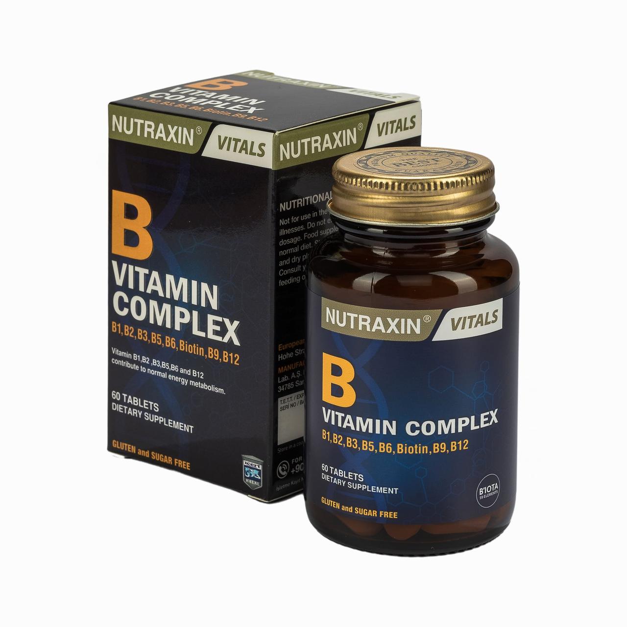 Комплекс витаминов группы В Нутраксин, Vitamin Complex Nutraxin 60 таблеток - фото 1 - id-p114905815