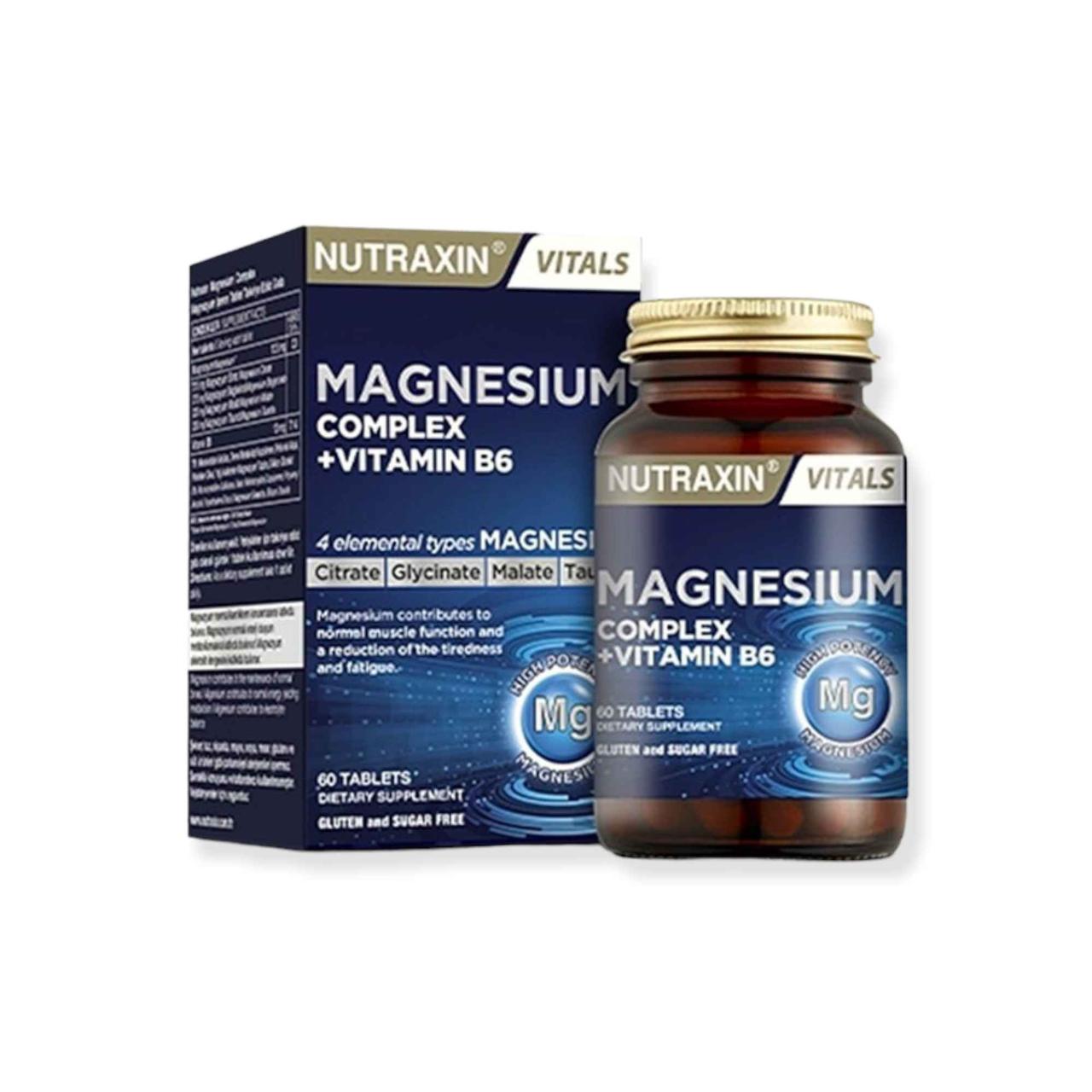 Магний B6 комплекс Нутраксин Magnesium complex vitamin B6 Nutraxin 60 капсул - фото 1 - id-p114906409