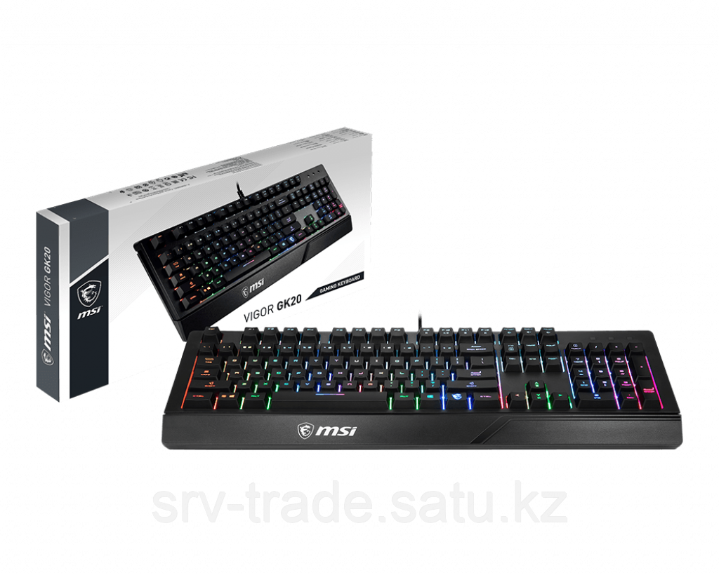 Игровая Клавиатура MSI Vigor GK20 RU, 108 клавиш, RGB SHOW, кабель 1,8м, USB2.0 - фото 1 - id-p114907537