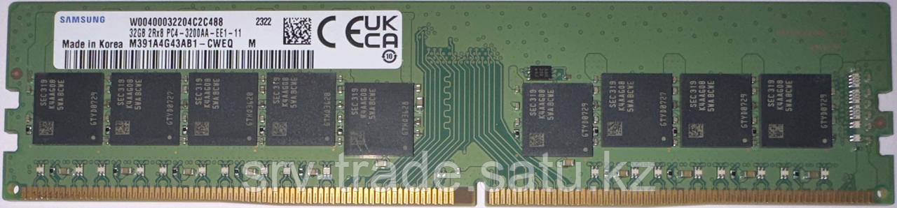 Оперативная память 32GB DDR4 3200 MT/s Samsung DRAM (PC4-25600) ECC UDIMM M391A4G43AB1-CWEQY - фото 1 - id-p114907905