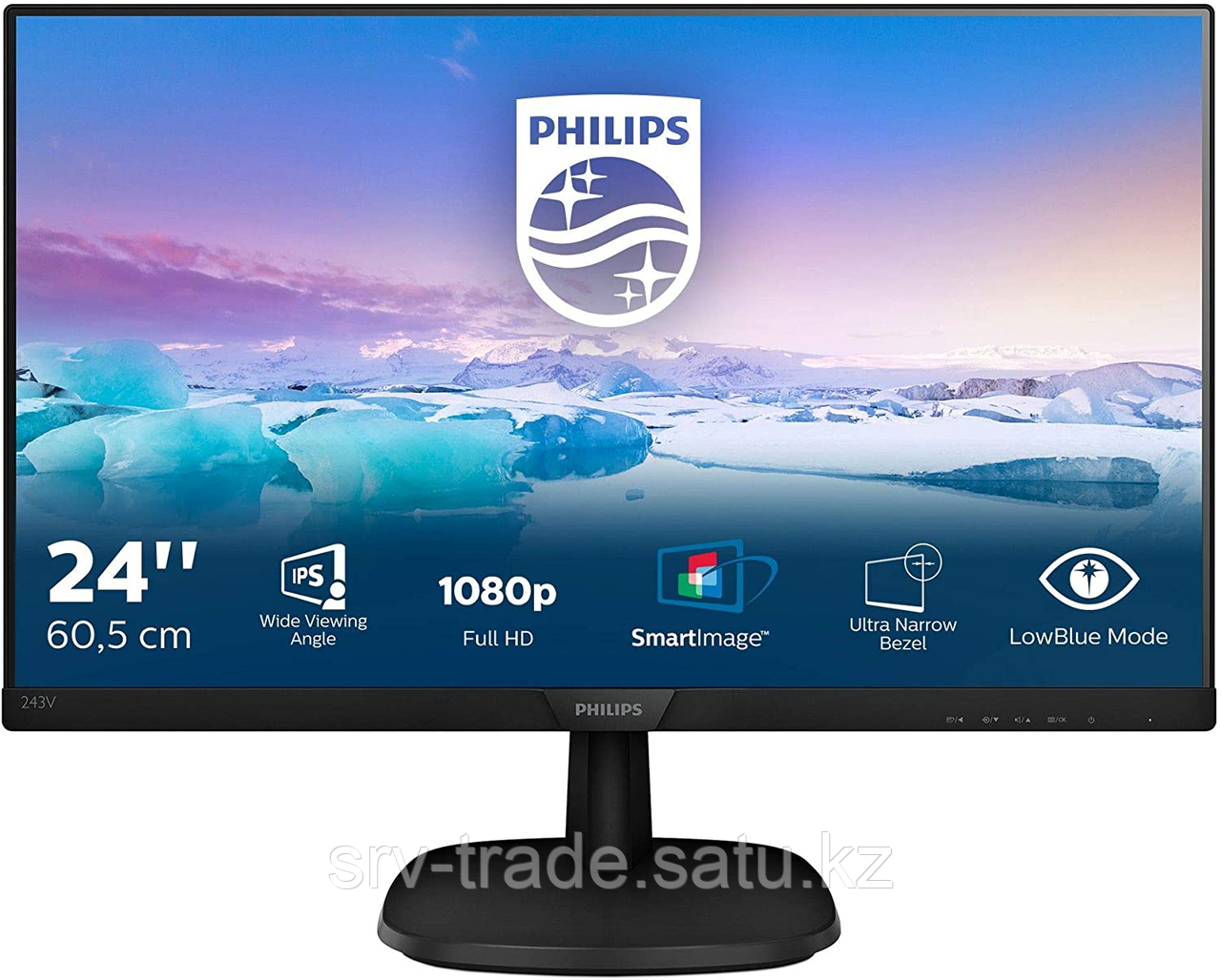 Монитор 23,8" PHILIPS 243V7QJABF (00/01) IPS 4мс 250кдм 1000:1 1xD-Sub 1xHDMI 1xDP 2x2W - фото 1 - id-p114907938