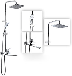 Душевая стойка со смесителем Atlas Conrad, хром, излив 15 см, латунь