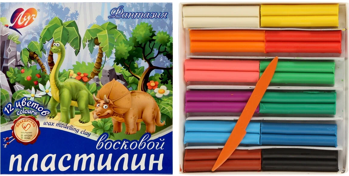 Пластилин восковой Луч 12 цветов вид 1: продажа, цена в Алматы ...