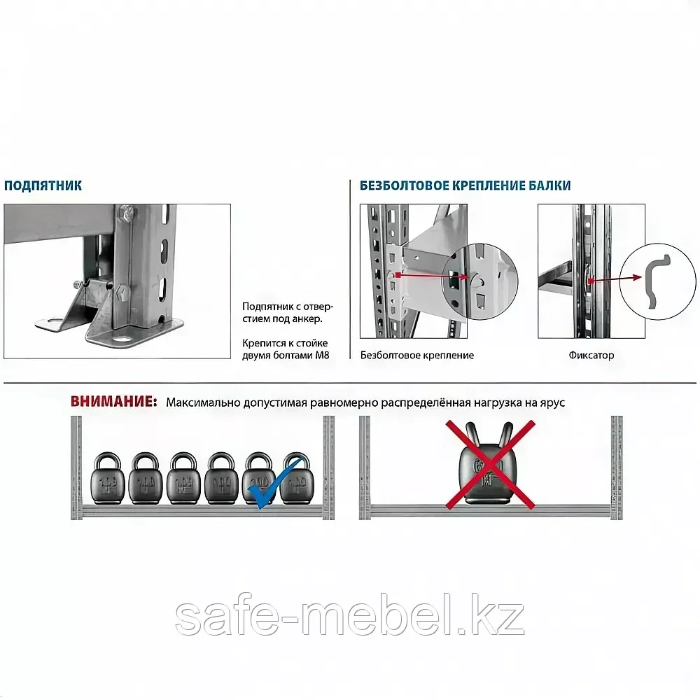 Стеллаж MS Pro Z 2500х1200х800 (3 яруса с секционным сетчатым настилом) - фото 3 - id-p111849955