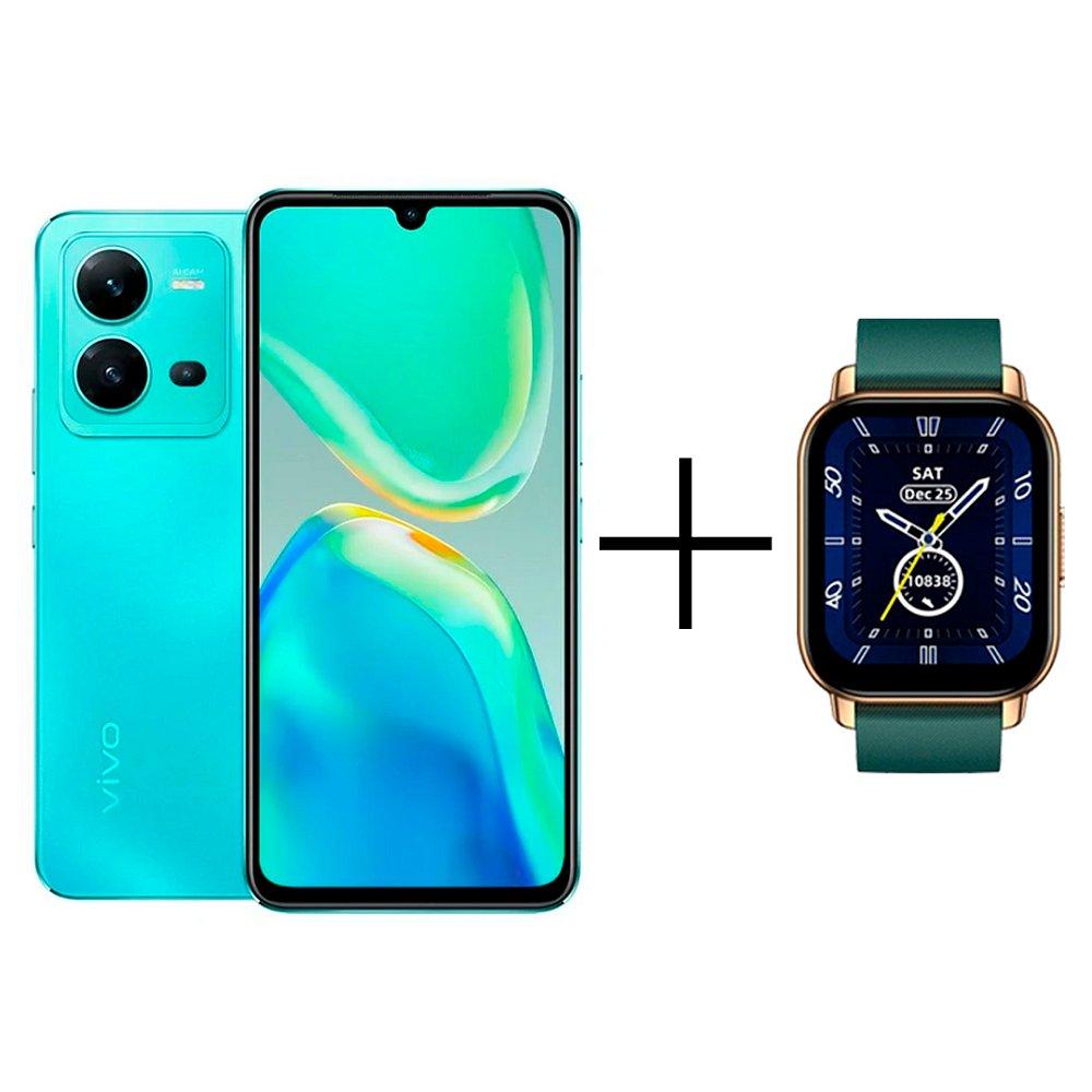 Смартфон Vivo V25 8/256Gb Aquamarine Blue + Смарт-часы Zeblaze Btalk Green - фото 1 - id-p114934324