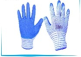 Перчатки синие резиновые с обливочной ладнью