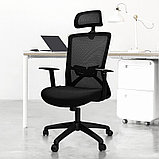 Кресло офисное "Executive Plus", ткань, спинка сетка, подголовник, черное, фото 2