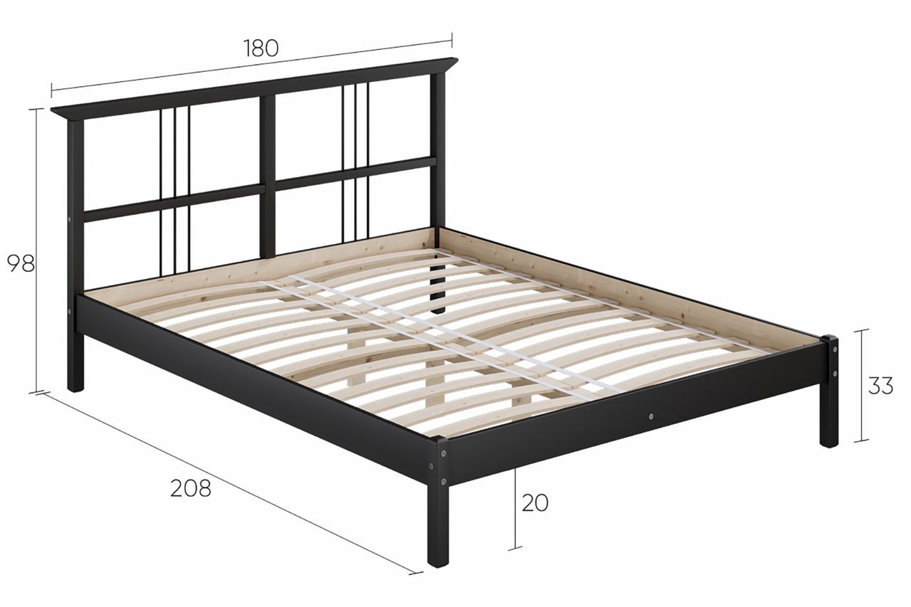 Кровать каркас РИКЕНЕ черный 160х200 Лурой ИКЕА, IKEA - фото 4 - id-p60652661