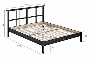 Кровать каркас РИКЕНЕ черно-коричневый 140х200 Лурой ИКЕА, IKEA, фото 3