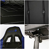 Кресло игровое Helmi HL-G02 "Grand Prix", экокожа, черная/синяя, 2 подушки, фото 4