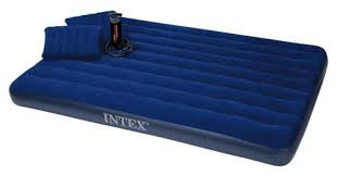 Матрас надувной двуспальный 203х152х22 см, max 273 кг, Intex 68765, подушки 2, насос ручной, поверхность флок
