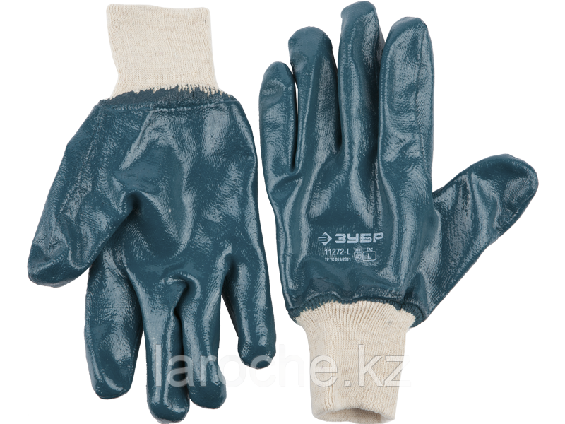 Перчатки ЗУБР "МАСТЕР" рабочие с манжетой, с полным нитриловым покрытием, размер L (9) - фото 1 - id-p14607313